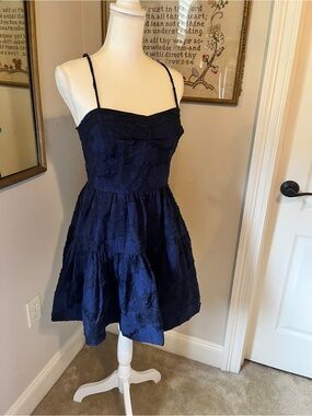 Tanya Taylor Deep Navy Dress with Spaghetti Straps